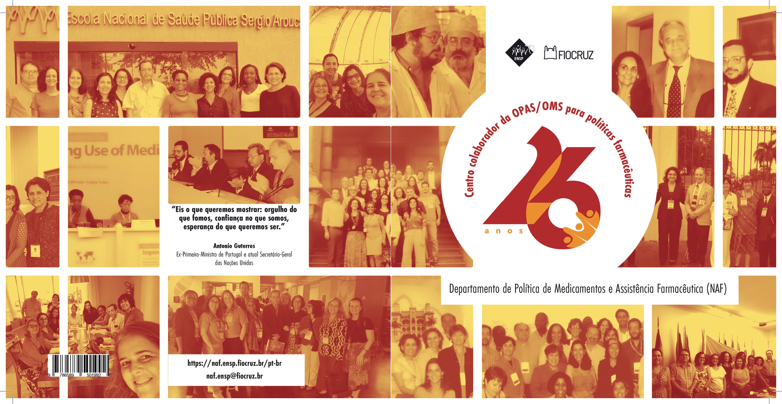 Capa do livreto com fotos e uma logo de 26 anos