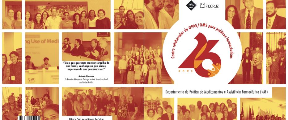 Capa do livreto com fotos e uma logo de 26 anos